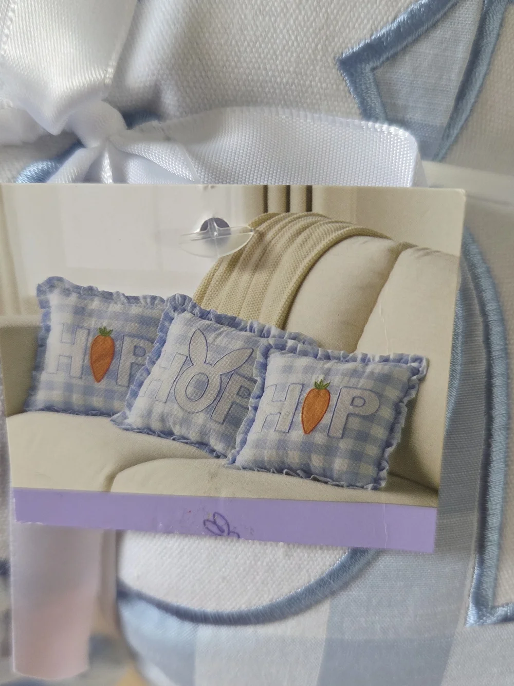 Celebrate Together Blue Checkered Gingham 3 Pillow Set Easter 
